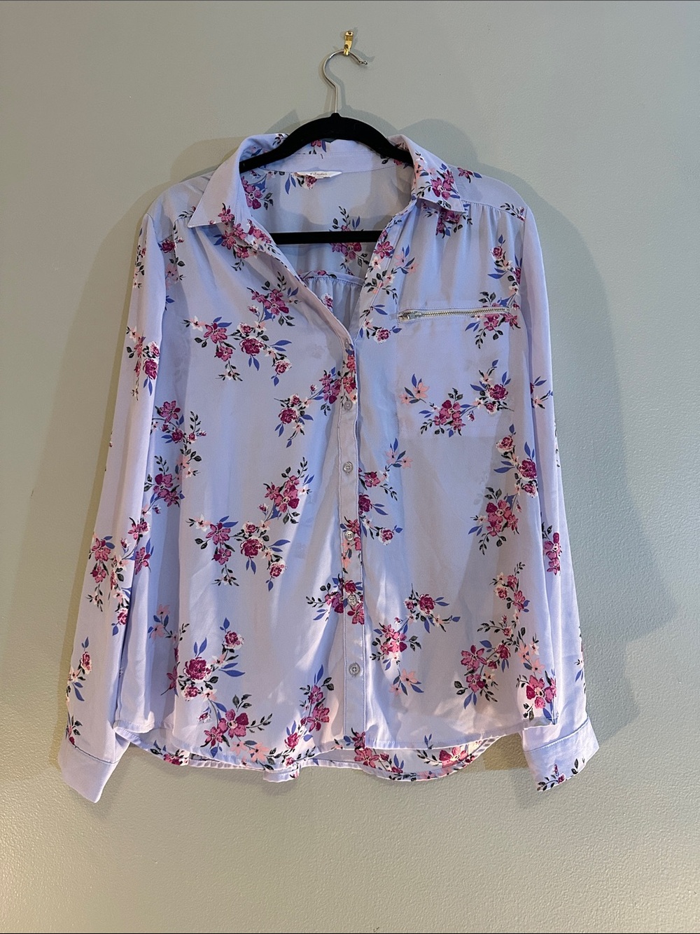 EUC Candies Floral Button-Down Blouse - Lilac/Pink size large